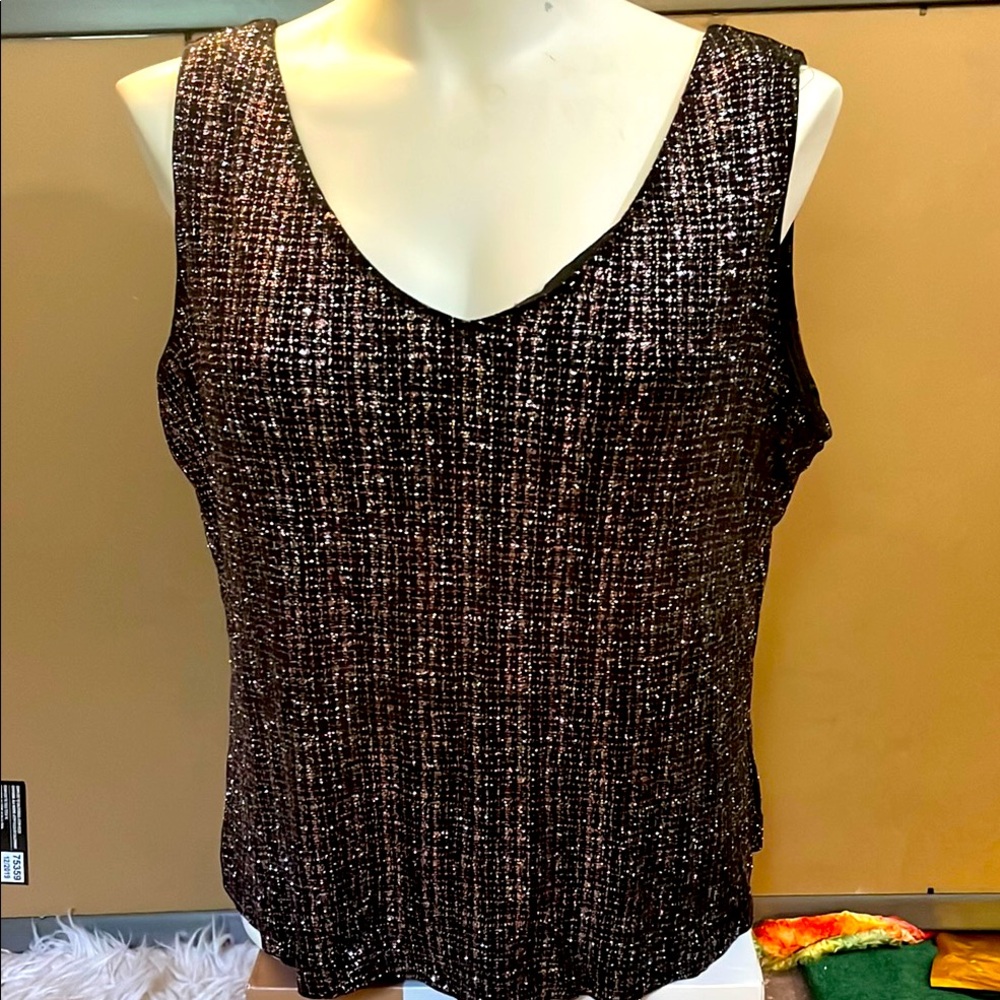 Vintage Metallic Black Tweed Tank Top